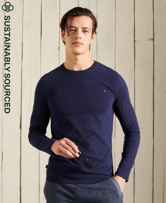 Superdry top brodat vintage din bumbac organic îmbrăcăminte marina bărbați JX0Z1540