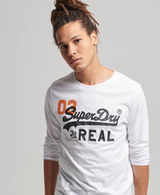 Superdry top clasic american logo vintage îmbrăcăminte alb bărbați JX0Z1552