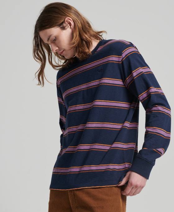 Superdry top cu dungi vintage din bumbac organic îmbrăcăminte marina bărbați JX0Z1471