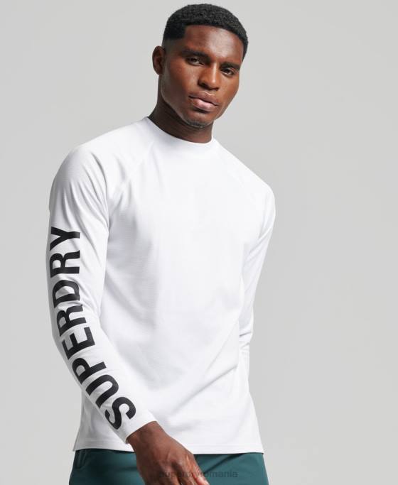 Superdry top cu gât fals tren îmbrăcăminte alb bărbați JX0Z5361