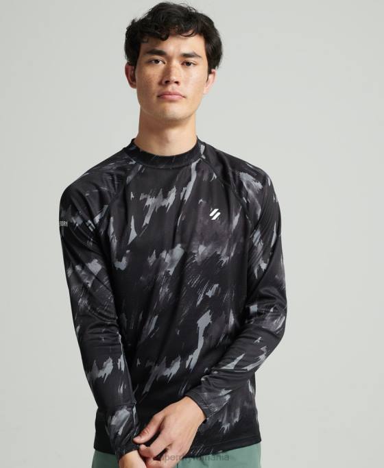 Superdry top cu gât fals tren îmbrăcăminte gri inchis bărbați JX0Z5357