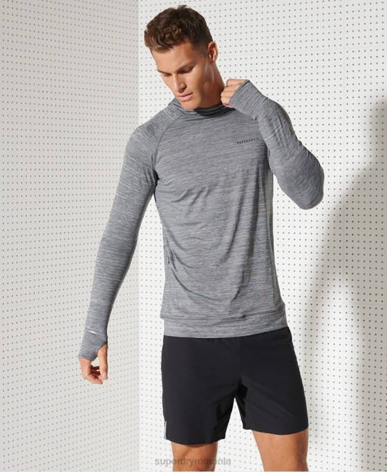 Superdry top cu glugă cu strat mijlociu îmbrăcăminte gri inchis bărbați JX0Z1439