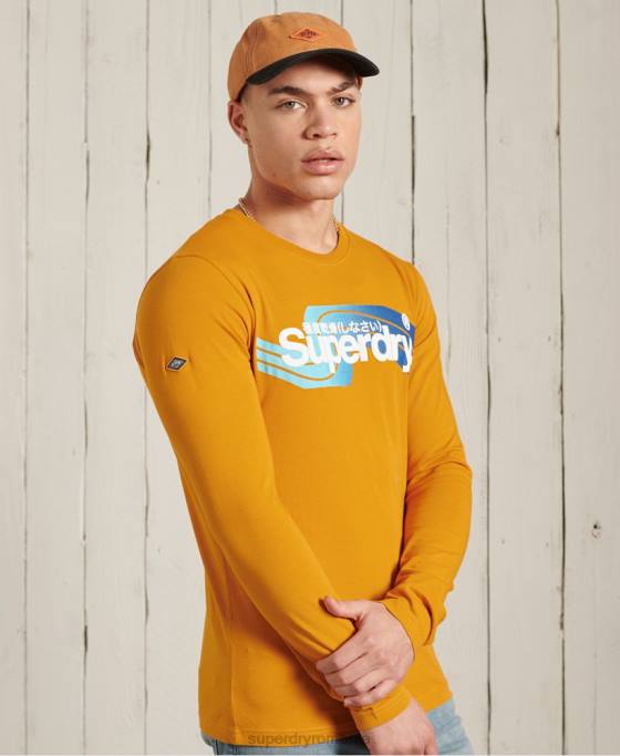 Superdry top cu mânecă lungă cali logo core îmbrăcăminte aur bărbați JX0Z6444