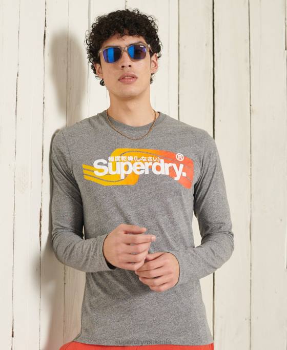 Superdry top cu mânecă lungă cali logo core îmbrăcăminte gri bărbați JX0Z6462
