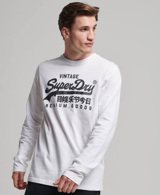 Superdry top cu mânecă lungă cu logo vintage îmbrăcăminte alb bărbați JX0Z1590