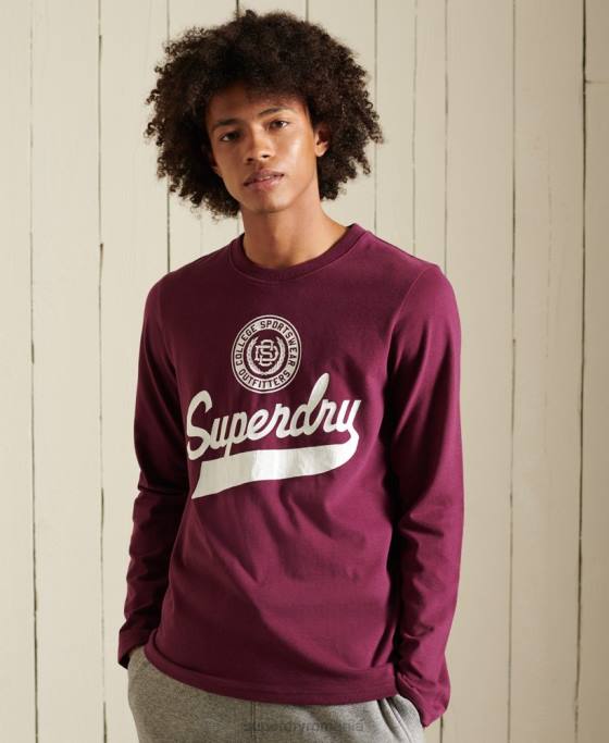 Superdry top cu mânecă lungă în stil script îmbrăcăminte Violet bărbați JX0Z1585