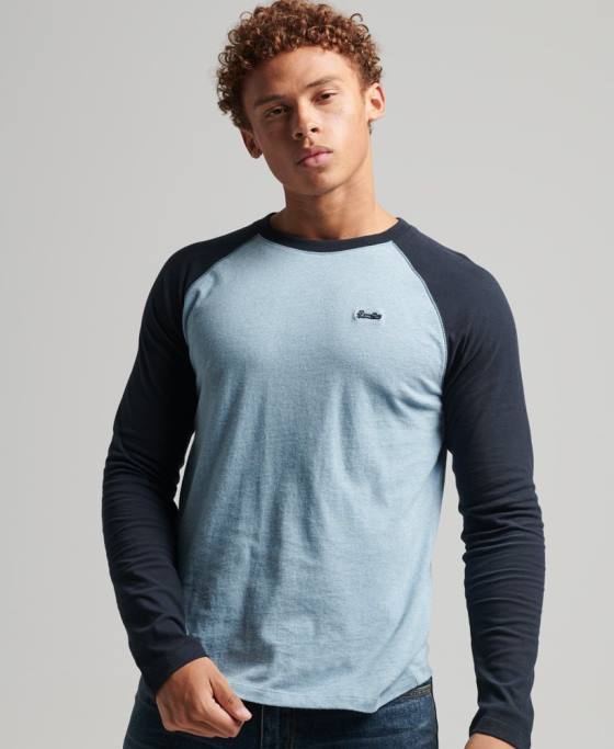 Superdry top de baseball cu mâneci lungi din bumbac organic îmbrăcăminte albastru bărbați JX0Z1583