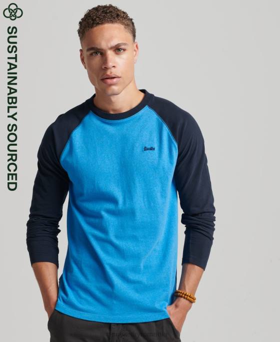 Superdry top de baseball cu mâneci lungi din bumbac organic îmbrăcăminte marina bărbați JX0Z1587