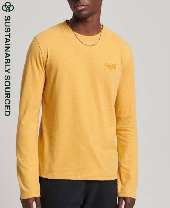 Superdry top din bumbac organic brodat cu logo vintage îmbrăcăminte galben bărbați JX0Z1562