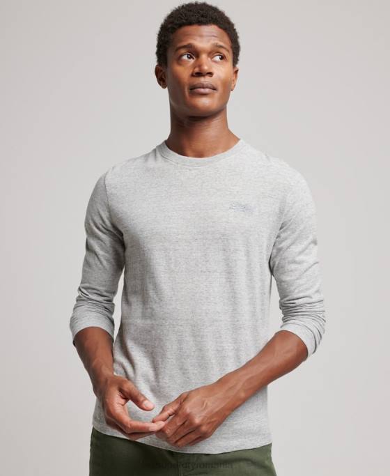 Superdry top din bumbac organic brodat cu logo vintage îmbrăcăminte gri bărbați JX0Z1547