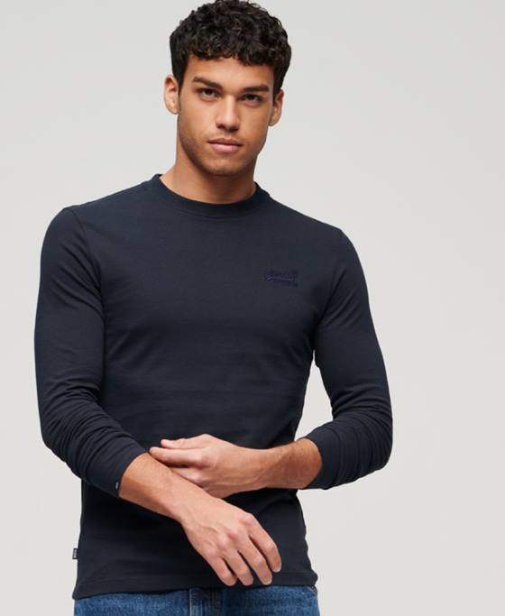 Superdry top din bumbac organic brodat cu logo vintage îmbrăcăminte marina bărbați JX0Z1462