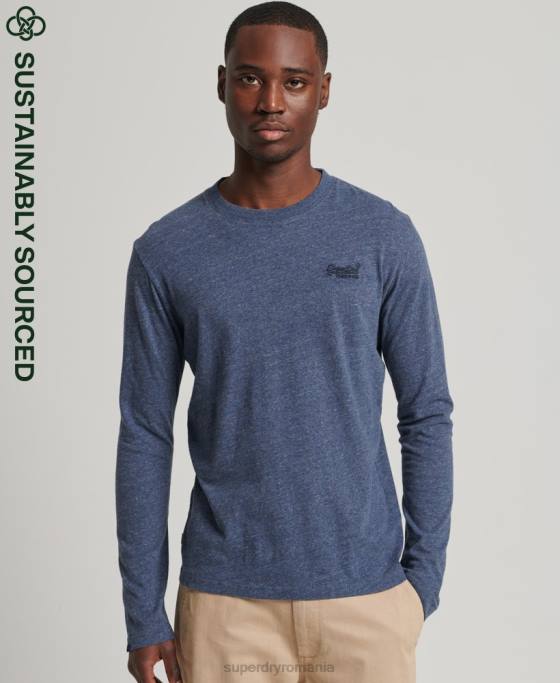 Superdry top din bumbac organic brodat cu logo vintage îmbrăcăminte marina bărbați JX0Z1548