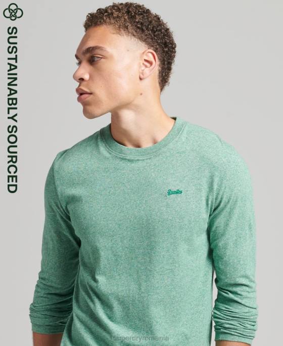 Superdry top din bumbac organic brodat cu logo vintage îmbrăcăminte verde bărbați JX0Z1542