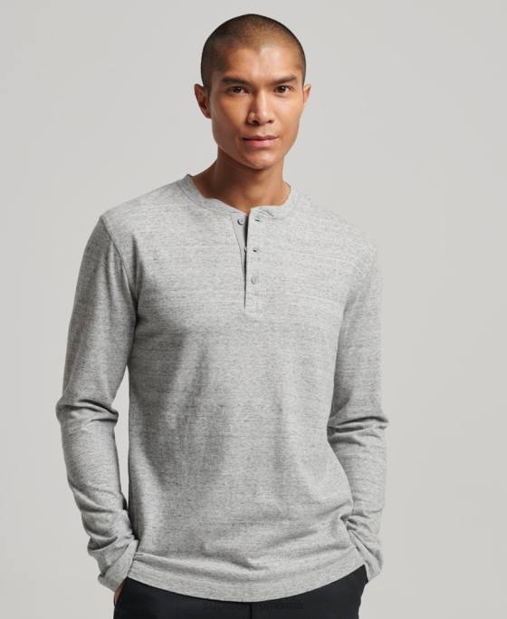 Superdry top henley brodat cu logo vintage din bumbac organic îmbrăcăminte gri bărbați JX0Z1470