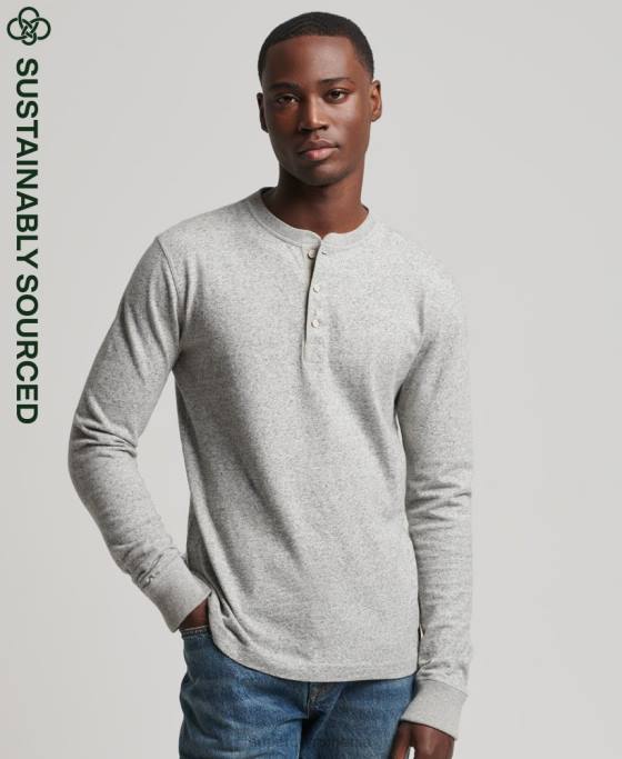 Superdry top henley cu mânecă lungă din bumbac organic îmbrăcăminte gri bărbați JX0Z6433