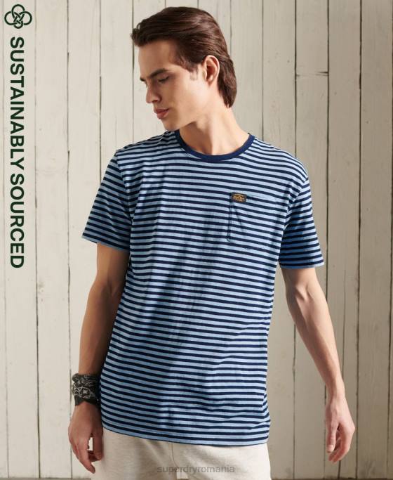 Superdry tricou boho indigo din bumbac organic îmbrăcăminte albastru bărbați JX0Z4963