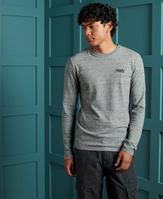 Superdry tricou broderie vintage din bumbac organic îmbrăcăminte gri bărbați JX0Z6477