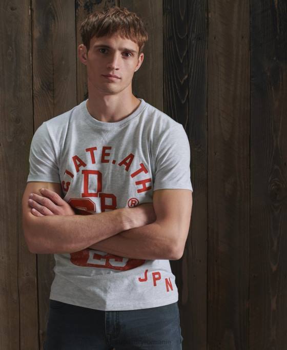 Superdry tricou clasic de atletism îmbrăcăminte gri deschis bărbați JX0Z4966