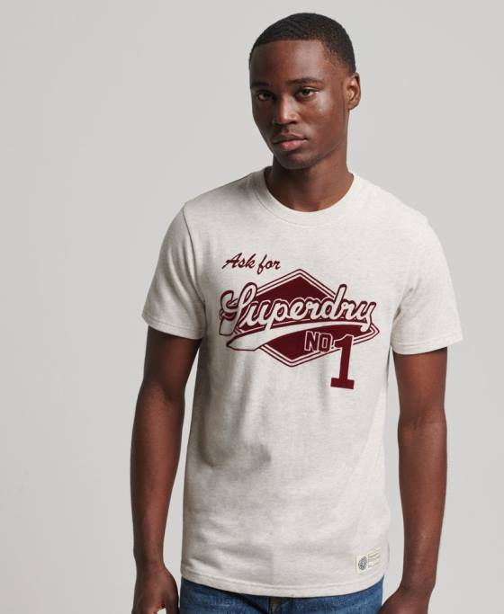 Superdry tricou colegial în stil script vintage îmbrăcăminte cremă bărbați JX0Z4953