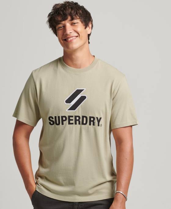 Superdry tricou cu aplicații stivuite cu sigla îmbrăcăminte bej bărbați JX0Z4815