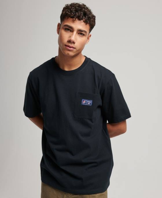 Superdry tricou cu buzunar cu logo din bumbac organic îmbrăcăminte negru bărbați JX0Z4891