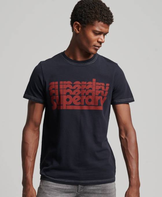 Superdry tricou cu dungi vintage anilor 70 îmbrăcăminte marina bărbați JX0Z4873