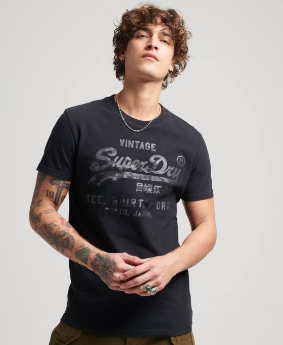 Superdry tricou cu logo vintage îmbrăcăminte negru bărbați JX0Z4987