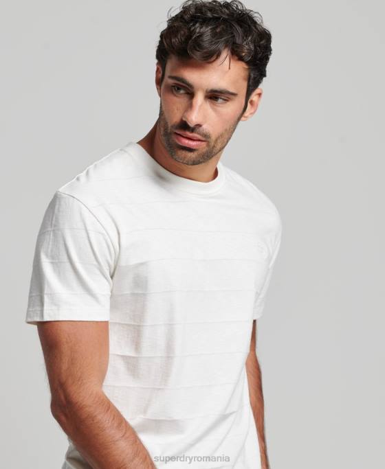 Superdry tricou cu textura vintage din bumbac organic îmbrăcăminte alb bărbați JX0Z10