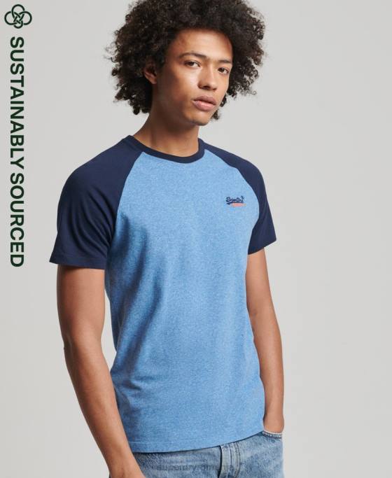 Superdry tricou de baseball din bumbac organic îmbrăcăminte albastru bărbați JX0Z4924