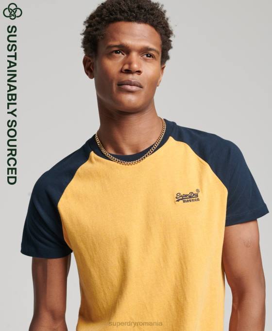 Superdry tricou de baseball din bumbac organic îmbrăcăminte galben bărbați JX0Z4805