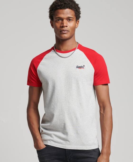 Superdry tricou de baseball din bumbac organic îmbrăcăminte gri deschis bărbați JX0Z4870