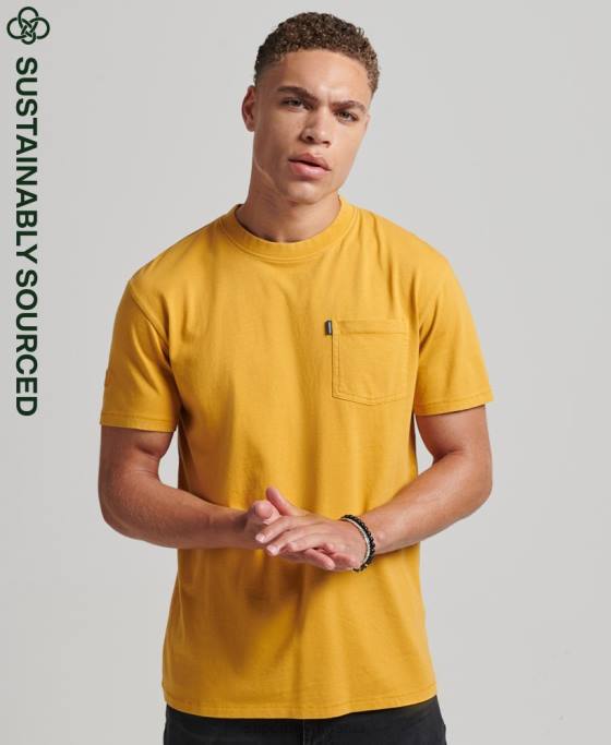 Superdry tricou de buzunar din bumbac organic îmbrăcăminte galben bărbați JX0Z4806