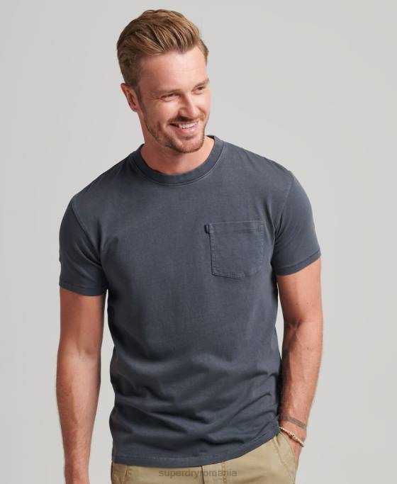 Superdry tricou de buzunar din bumbac organic îmbrăcăminte gri inchis bărbați JX0Z4938