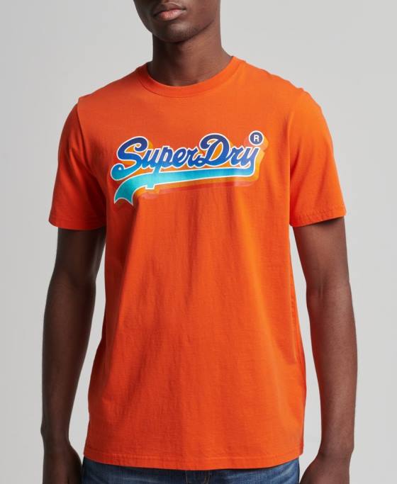 Superdry tricou de sezon cu logo vintage îmbrăcăminte portocale bărbați JX0Z4935