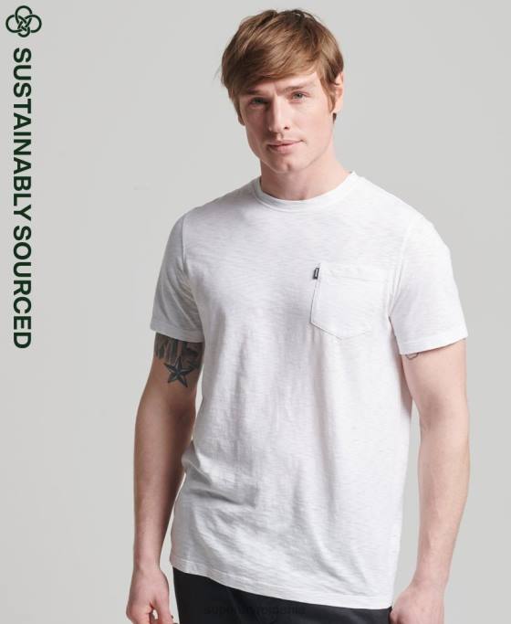 Superdry tricou din bumbac organic cu decolteu rotund îmbrăcăminte alb bărbați JX0Z4865