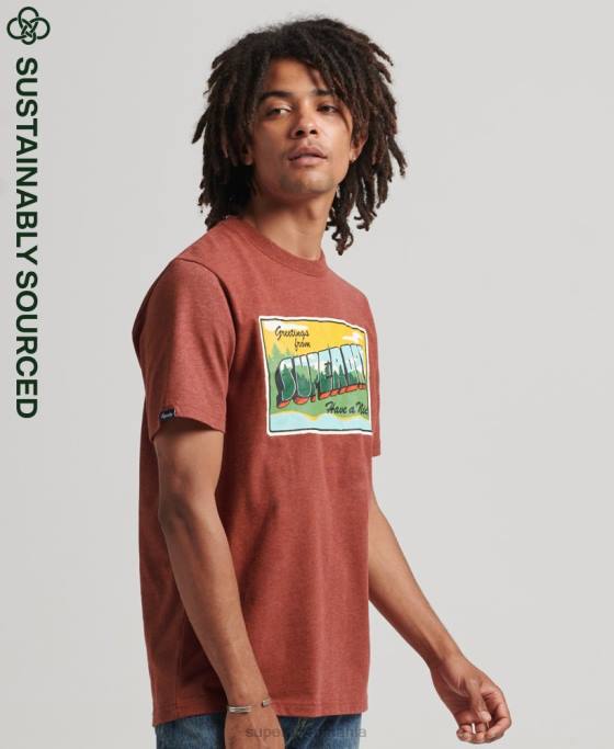 Superdry tricou grafic carte poștală de călătorie îmbrăcăminte roșu bărbați JX0Z4820