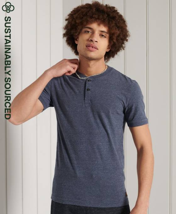 Superdry tricou henley din bumbac organic cu mâneci scurte îmbrăcăminte marina bărbați JX0Z6491