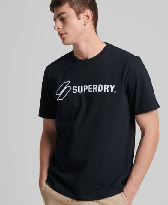 Superdry tricou largi aplicat cu logo îmbrăcăminte negru bărbați JX0Z4852