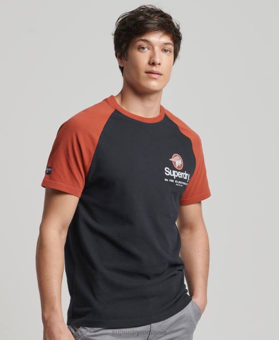 Superdry tricou raglan cu logo core îmbrăcăminte marina bărbați JX0Z4842