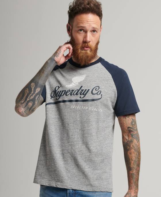 Superdry tricou raglan grafic Ahile îmbrăcăminte gri bărbați JX0Z4972