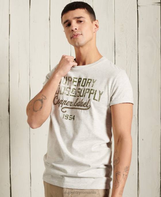 Superdry tricou ușor grafic îmbrăcăminte de lucru îmbrăcăminte gri deschis bărbați JX0Z4982