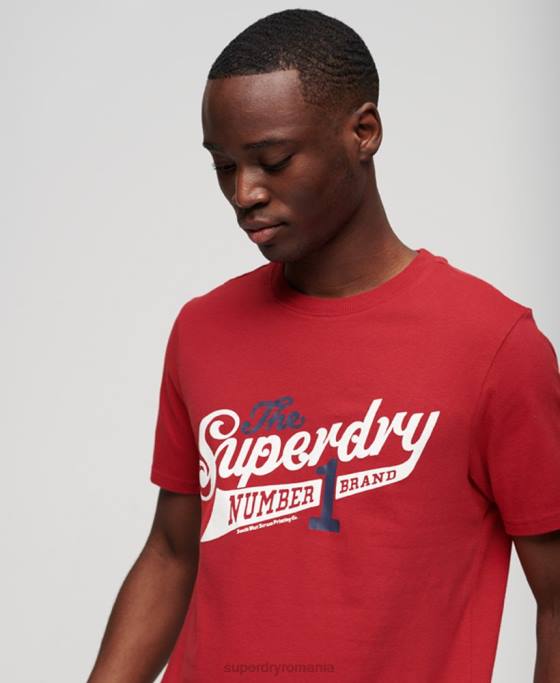 Superdry tricou vintage pentru facultate îmbrăcăminte roșu bărbați JX0Z88