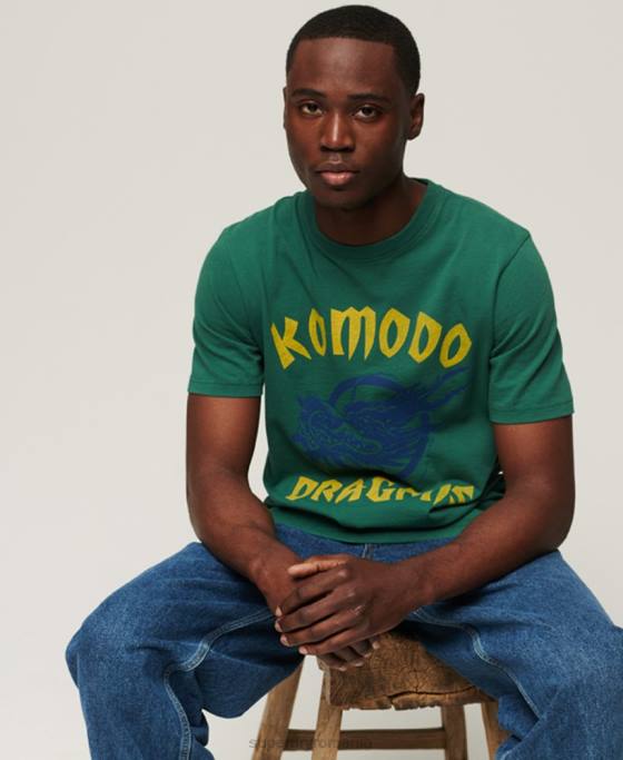 Superdry x Komodo tricou clasic cu dragon îmbrăcăminte verde bărbați JX0Z30