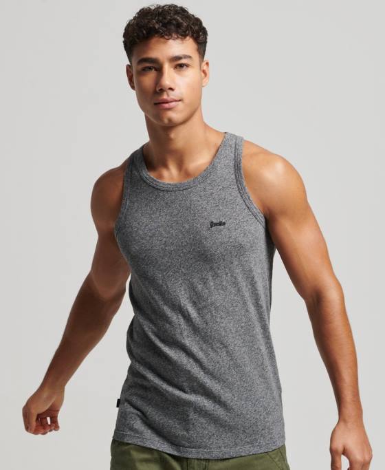 Superdry top vestă cu logo vintage din bumbac organic îmbrăcăminte gri inchis bărbați JX0Z1502