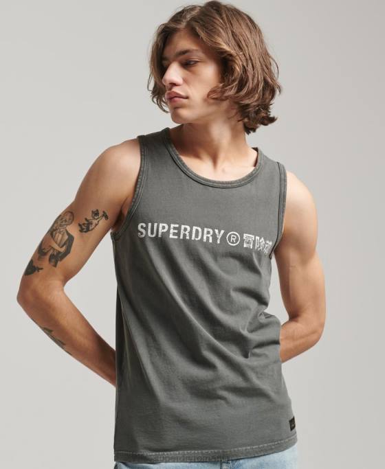 Superdry vestă cu logo corporație vintage îmbrăcăminte gri inchis bărbați JX0Z1524