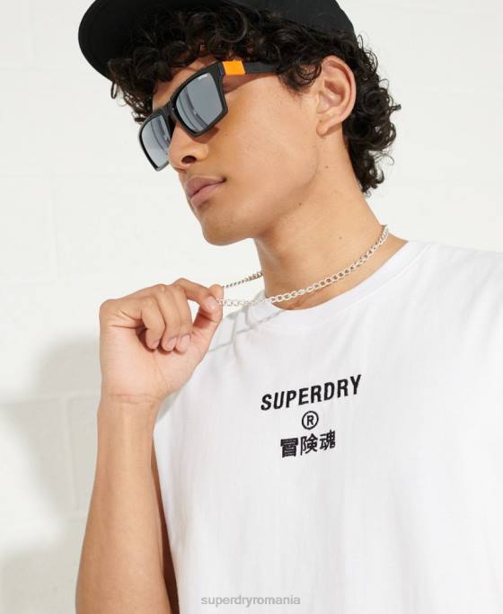 Superdry vesta cu logo corporativ îmbrăcăminte alb bărbați JX0Z1589