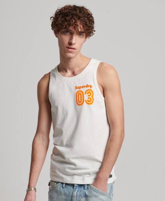 Superdry vintage teren clasic vestă top îmbrăcăminte alb bărbați JX0Z1526