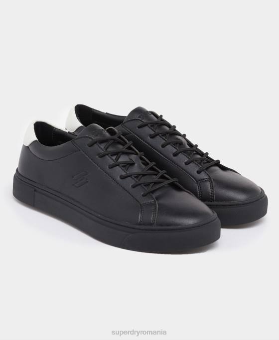 Superdry antrenori vegani de tenis de teren pantofi negru bărbați JX0Z1941