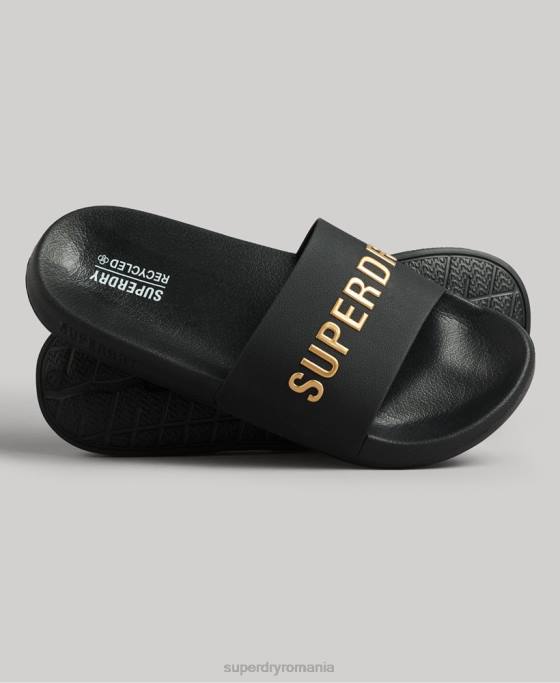 Superdry glisoare de piscină cu logo cod pantofi negru bărbați JX0Z1888