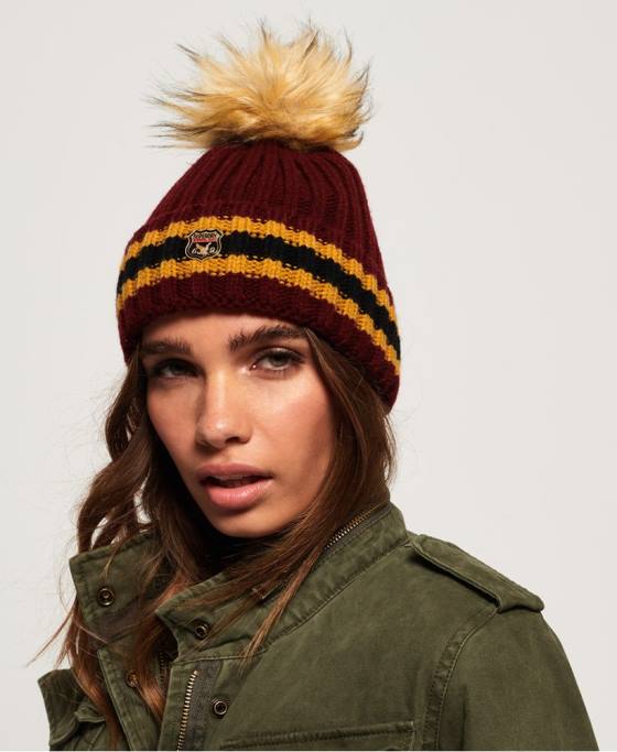 Superdry beanie cu dungi aimee accesorii roșu femei JX0Z4339